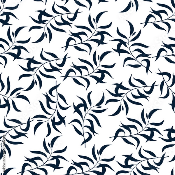 Fototapeta floral seamless pattern of branches with leaves