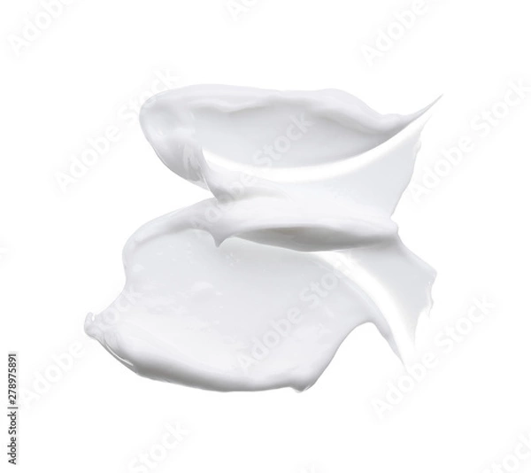 Fototapeta White smear and texture made with face clay or cream isolated on white background.