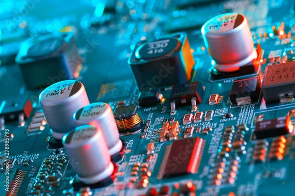 Obraz Electronic circuit board close up.