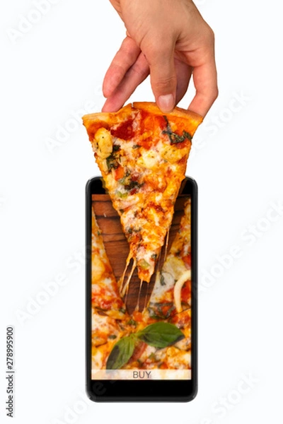 Obraz Seafood pizza with sauce or two cups of juice on a vintage rusti