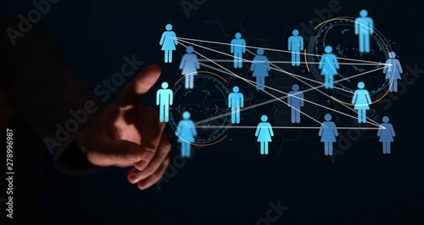 Fototapeta Diverse business team succes, network icons