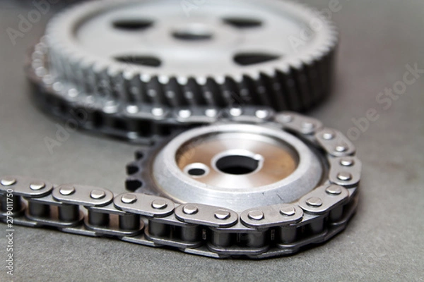Obraz Timing chain and sprockets close-up
