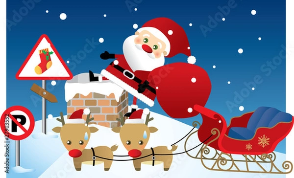 Fototapeta xmas smokestack in housetop no parking