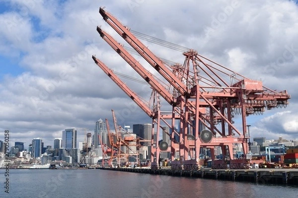 Fototapeta cranes in port