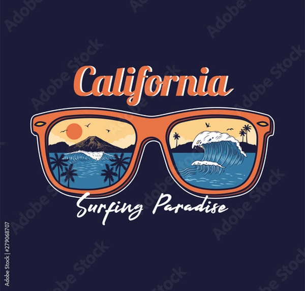 Obraz Summer sunglasses reflective ocean wave