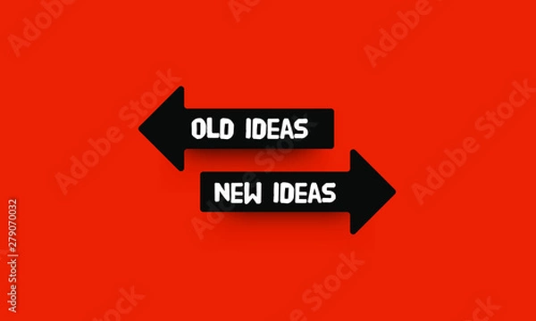Fototapeta Old And New Ideas with Arrows in Opposite Directions 