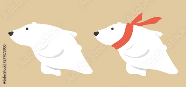 Obraz 走るシロクマ Running Polar Bear vector illustration