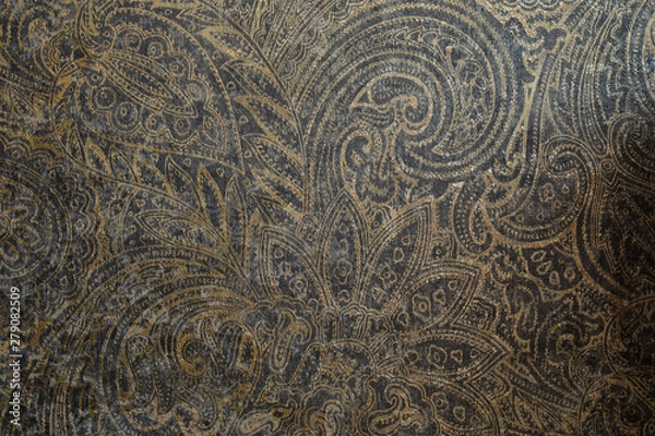 Fototapeta Old-fashioned wallpaper background with beautiful Eastern ornaments. Wallpaper in detail in close-up.
