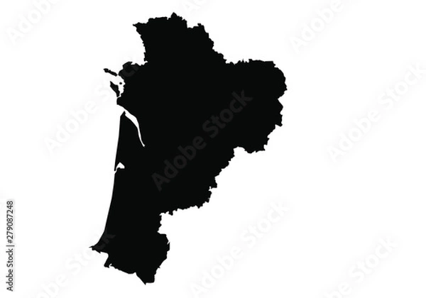 Fototapeta map of region New Aquitaine in France