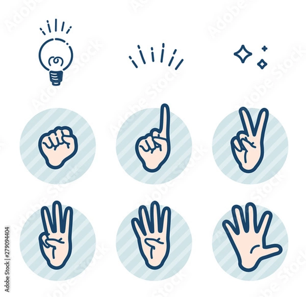 Obraz simple type hand gesture_number sign set
