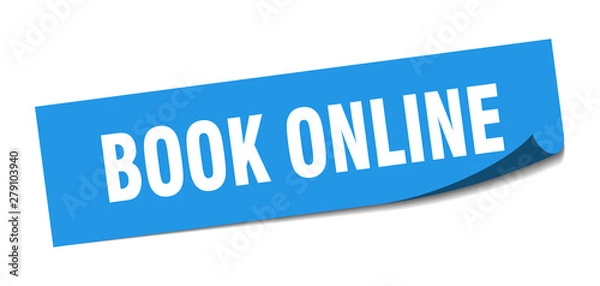 Obraz book online sticker. book online square isolated sign. book online