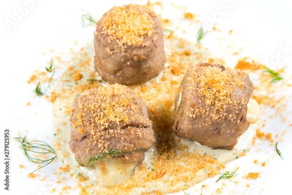 Obraz Meat rolls stuffed with cheese