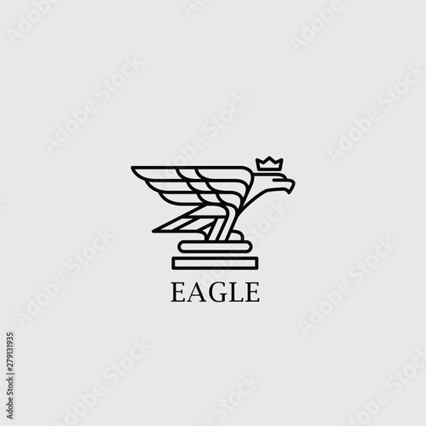 Fototapeta Eagle Chess Line Vector Icon. Vector illustration
