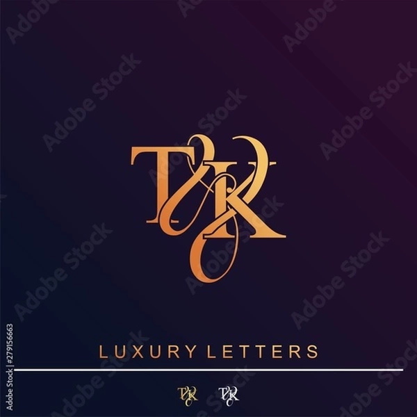 Obraz T & K TK logo initial vector mark. Initial letter T & K TK luxury art vector mark logo.