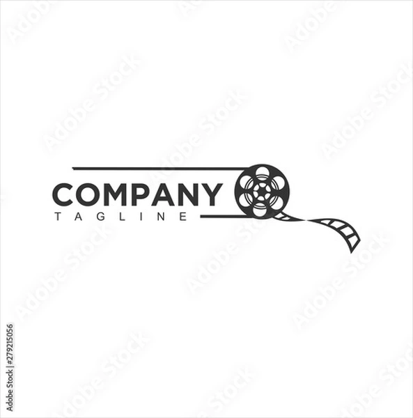 Fototapeta abstrakcyjny szablon logo kina sylwetka szablon wektorowy Izolowany na białym tle. Ikona logo multimediów wektorowych