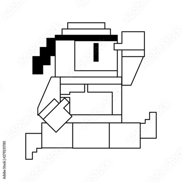 Fototapeta Videogame pixelated ninja character symbol