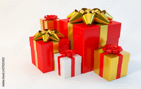 Obraz Gift box on white background illustration 3d rendering, Christmas, New Year