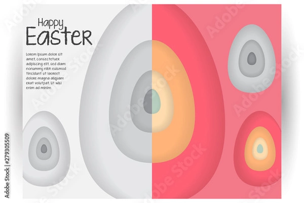 Obraz Easter background template with colorful eggs illustration in flat paper art style