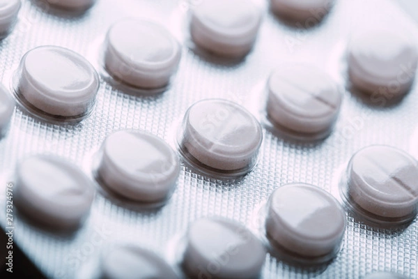 Fototapeta Packs of pills isolated on white background