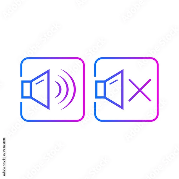 Obraz Turn on and turn off sound icons