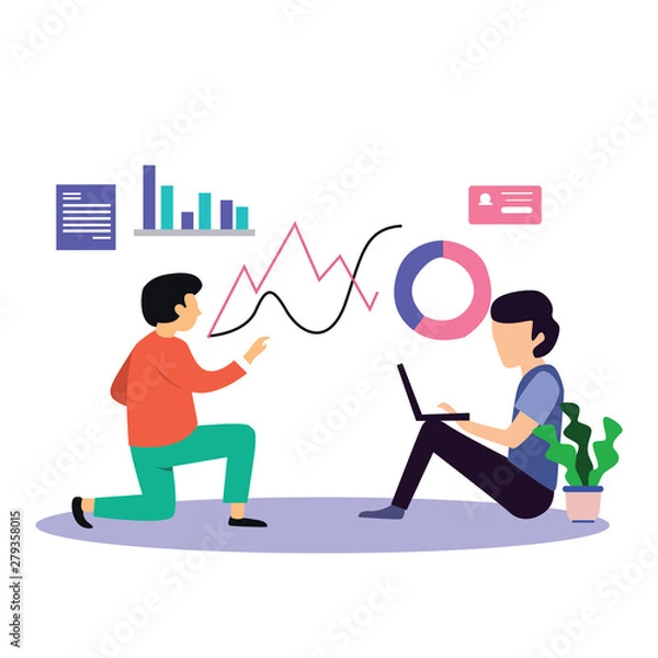 Fototapeta Man Working Vector Template Design Illustration
