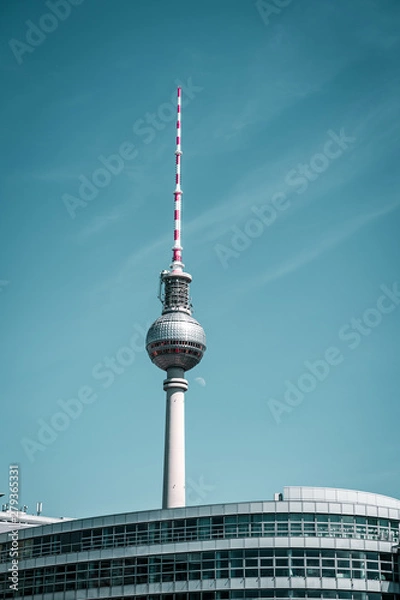 Obraz The TV tower of Berlin with the moon