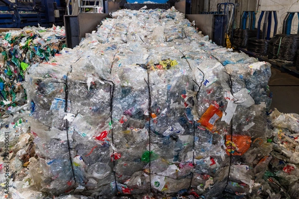Fototapeta Plastics recycling centers and raw material