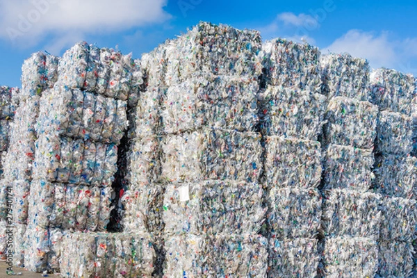 Fototapeta Plastics recycling centers and raw material