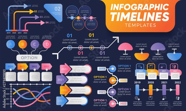 Obraz Timelines Infographic Templates. Colorful Infographic templates. Infographics for presentation