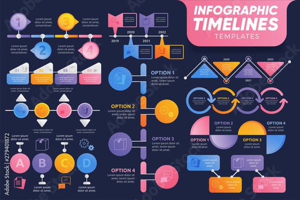 Obraz Timelines Infographic Templates. Colorful Infographic templates. Infographics for presentation