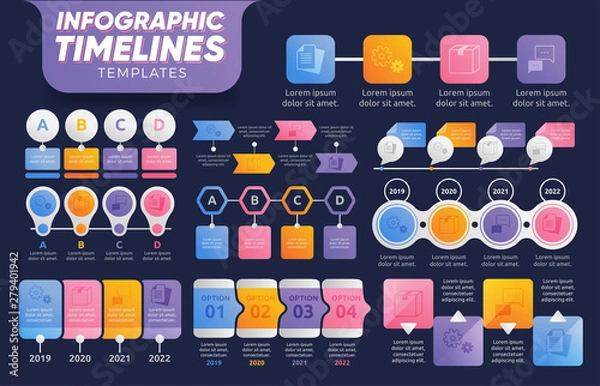 Obraz Timelines Infographic Templates. Colorful Infographic templates. Infographics for presentation