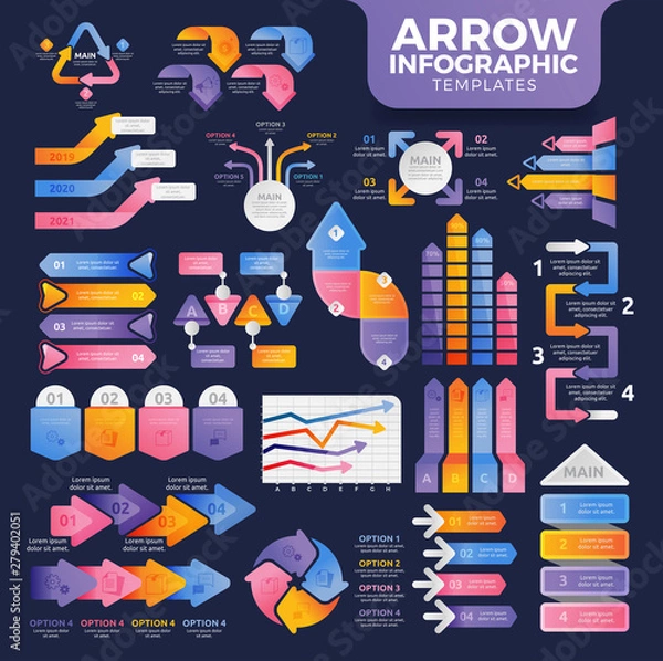 Obraz Arrow Infographic Templates. Arrow Infographic . Sweet Colorful Infographic Templates