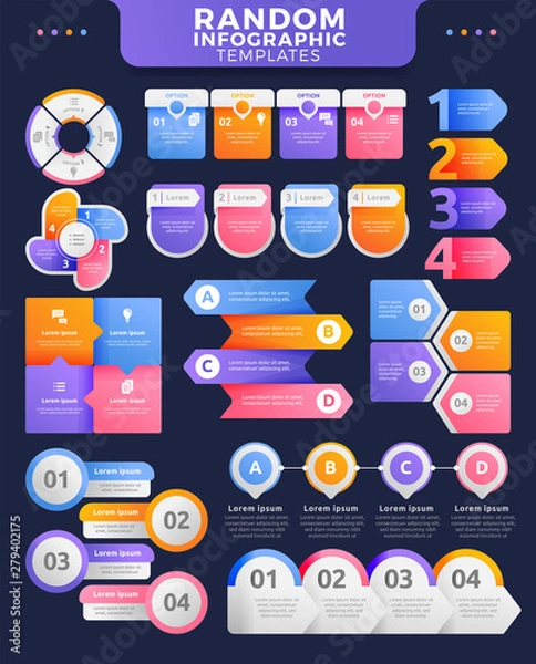 Obraz Random Infographic Templates. Colorful Infographic templates. Timeline Infographic
