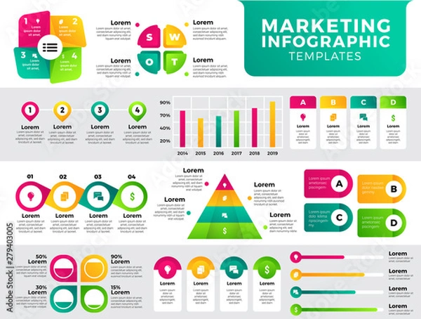 Obraz Marketing Infographic Templates. Colorful Infographic templates. Infographics for presentation