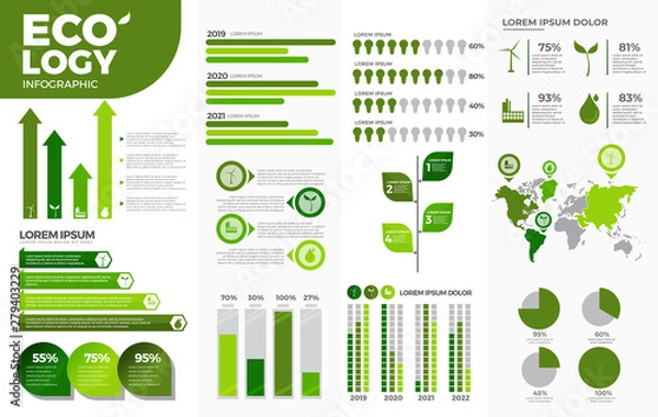 Obraz Green Ecology Infographic Templates. Infographic Bundle