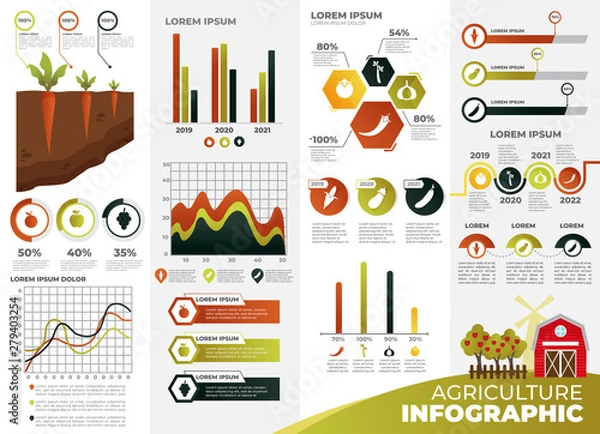 Obraz Agriculture Infographic Templates. Colorful Infographic templates. Infographics for presentation