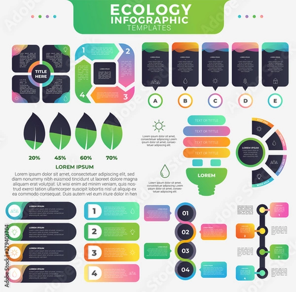 Obraz Ecology Infographic Templates. Colorful Infographic templates. Infographic Bundle