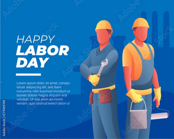 Obraz Happy Labor Day Illustration. Two Worker Illustration