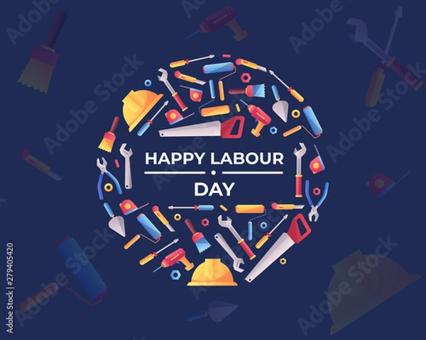 Obraz Happy Labor Day Illustration. tool illustration kit