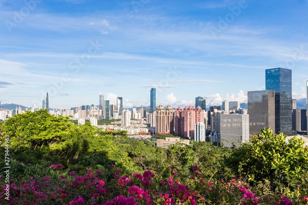 Fototapeta Lianhuashan Park, Shenzhen, Guangdong, China, overlooking the Civic Center