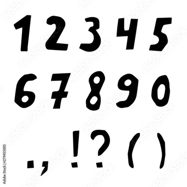 Obraz Cut out from paper of figure from 0 to 9 and punctuation marks.