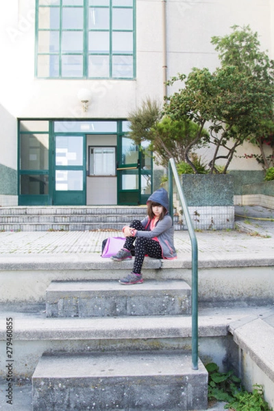 Obraz Bullying concept. Student sad isolated at school