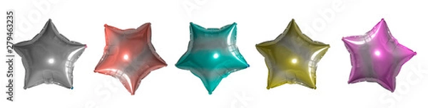Fototapeta Set of Color foil stars balloon object for birthday party.