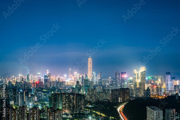 Obraz Night scene of Futian District, Shenzhen, Guangdong, China