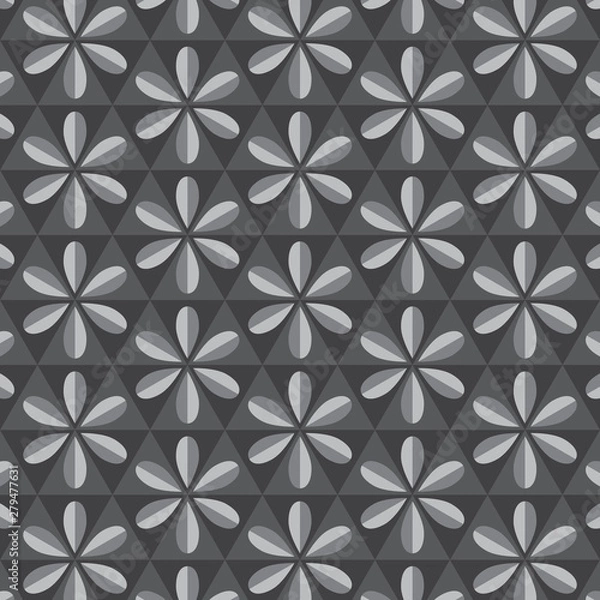 Fototapeta Vector pattern. Monochrome ornament with abstract flower.