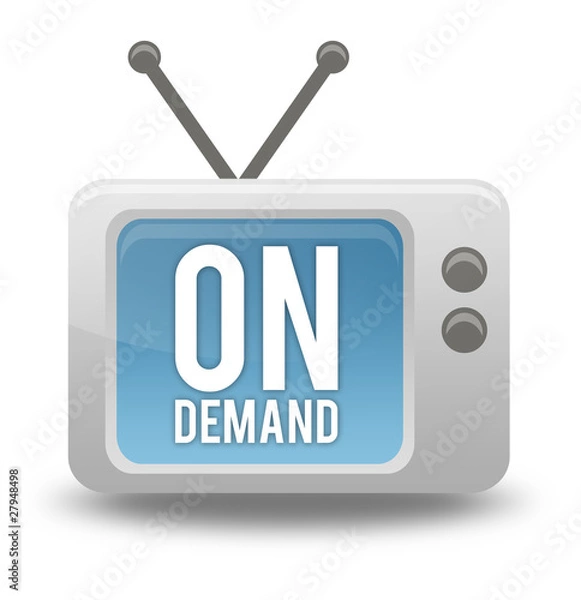 Fototapeta Cartoon-style TV Icon with "On Demand" wording on screen