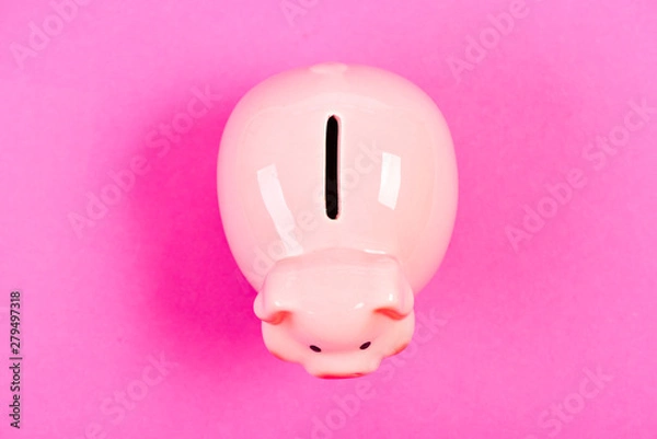 Fototapeta Success. income management. piggy bank on pink background. financial problem. money saving. planning budget. Economics and finance. business success. money brings success. It is not my day