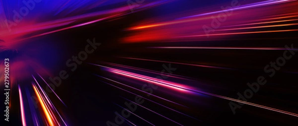 Fototapeta Panoramic high speed technology concept, light abstract background
