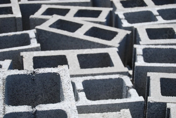 Fototapeta Concrete Cinder Blocks, Construction Site