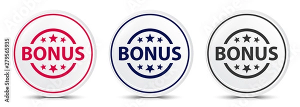 Fototapeta Bonus badge icon crystal flat round button set illustration design